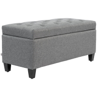 HOMCOM Bench, upholstered bench with storage, linen-like polyester, rubberwood, 100 x 40 x 44 cm, Light gray