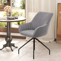 HOMCOM Swivel armchair, Modern accent chair with metal legs for living room, bedroom, office, Grey(m-2)