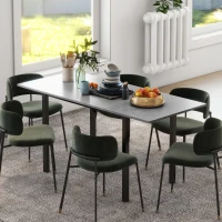 HOMCOM Dining Table, Kitchen Table, Extendable, for 6 People, 160x70, Dark Gray(m-2)