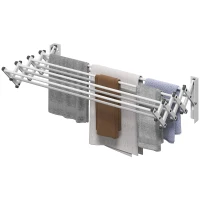 HOMCOM Towel Holder, Aluminum, Adjustable, for Indoor and Outdoor Use, Silver(m-6)