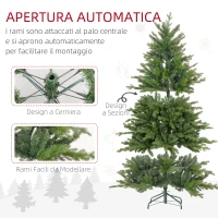 HOMCOM Albero di Natale 210 cm in Plastica Verde con Base in Metallo e 2445 Rami Ignifughi(m-6)