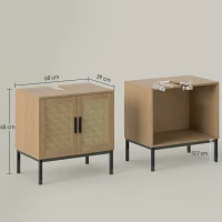 kleankin Bathroom under-sink cabinet, boho design, bathroom cabinet, rattan elements, with U-cutout, oak(m-3)