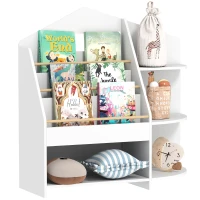 AIYAPLAY estantería infantil con 7 baldas para libros y juguetes, bordes redondeados, soporta 40 kg, Blanco(m-6)