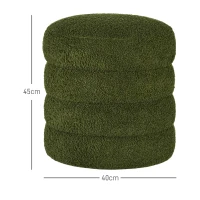 HOMCOM Stool, round, teddy fleece, up to 120 kg, Φ40x45H cm, Green(m-3)