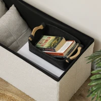 HOMCOM Storage ottoman, upholstered bench with storage and lid for living room, bedroom, hallway, Cream White(m-4)
