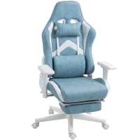 HOMCOM Gaming chair, adjustable armrests & backrest, faux leather cover, up to 120 kg, Blue(m-7)