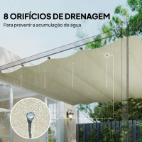 Outsunny Cobertura para Pérgola Retrátil 286x245 cm Teto de Substituição para Pérgola com Proteção UV30+ para Pérgola de 3x2,15 cm Creme(m-6)