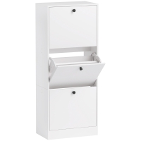 HOMCOM Shoe Cabinet, Shoe Rack, 3 Flip Compartments, Adjustable, Particleboard, White