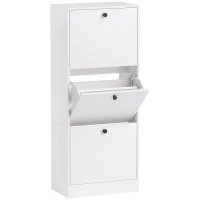 HOMCOM Shoe Cabinet, Shoe Rack, 3 Flip Compartments, Adjustable, Particleboard, White(m-1)