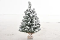 HOMCOM Mini Artificial Fir Tree 60 cm with Snow Effect, 67 Tips, Cement Base for Indoor Office(m-5)