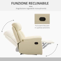 HOMCOM fotoliu recliner cu spatar rabatabil, piele ecologica, 80×97×107cm(m-5)