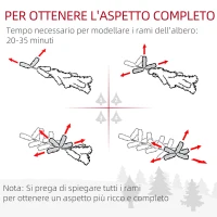 HOMCOM Albero di Natale Innevato in PP Verde con 738 Rami Ignifughi e Base in Acciaio Inox, Ø68x225 cm(m-7)