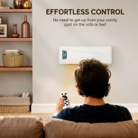HOMCOM Stufa Elettrica a Basso Consumo da Parete 2000W con 3 Modalità Display LED Termostato Timer e Oscillazione Bianco(m-4)