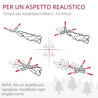 HOMCOM Albero di Natale Innevato con 263 Rami e Luci LED Bianche in Plastica e Metallo, Ø45x150 cm, Verde(m-8)