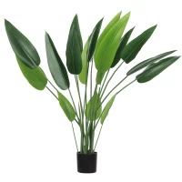 HOMCOM Artificial Plant, artificial plant, cement pot, 18 leaves, plastic, green(m-6)