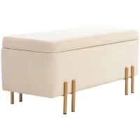 HOMCOM Upholstered storage bench, chest bench, foam, metal, rubberwood, 100 x 40 x 42 cm, Beige(m-7)