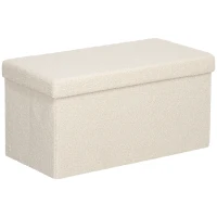 HOMCOM Storage ottoman, upholstered bench with storage and lid for living room, bedroom, hallway, Cream White(m-1)