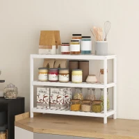 HOMCOM 3-Tier Bamboo Shelf, Shoe Rack, Storage Shelf, Painted Finish, White(m-4)