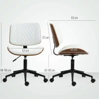 HOMCOM Office Chair Height-Adjustable Desk Chair with Casters, Diamond Quilting 52 x 53 x 80-90 cm White(m-3)