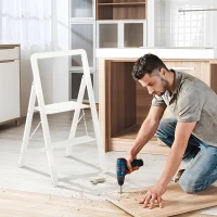 HOMCOM 2-step step ladder, foldable aluminum, non-slip platform, white(m-4)