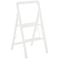 HOMCOM 2-step step ladder, foldable aluminum, non-slip platform, white(m-1)