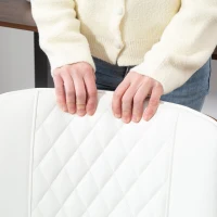 HOMCOM Office Chair Height-Adjustable Desk Chair with Casters, Diamond Quilting 52 x 53 x 80-90 cm White(m-5)