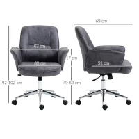 Vinsetto Office Chair, Desk Chair, Height-Adjustable, Tilt Function, Swivel, Steel, Dark gray, 67 x 69 x 102 cm(m-3)