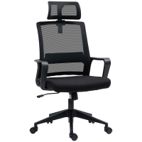 HOMCOM Office chair, Adjustable desk chair with headrest, Swivel chair for home office, Office, Black