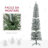 HOMCOM Albero di Natale Innevato con 405 Rami e Luci LED Bianche in Plastica e Metallo, Ø57x210 cm, Verde(m-7)