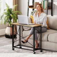 HOMCOM Folding desk with wheels, space-saving, steel, MDF, oak(m-4)