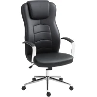 HOMCOM Leather-look office chair, height-adjustable, padded backrest, Black(m-6)