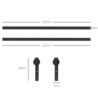 HOMCOM Sliding Door Kit, quiet & smooth, for wood & concrete walls, 244 cm, steel, black(m-3)