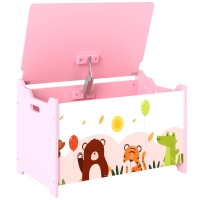 AIYAPLAY Spielzeugtruhe Kind Aufbewahrungsbox Klappdeckel Tiermotiv 60 x 37 x 39 cm rosa