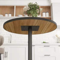 HOMCOM Round Dining Table, Oak Wood Effect, Compact Design, for 2-4 People, Oak(m-5)