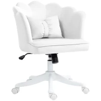 HOMCOM Office Chair with Petal Design, Bow Cushion, Softly Padded, White(m-6)