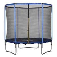 HOMCOM Trampolin mit Sicherheitsnetz Gartentrampolin für Innen- und Außenbereich Fitnesstrampolin für Jugendliche und Erwachsene Stahl Blau+Schwarz bis 113,6 kg Ø244 x 240H cm(m-1)