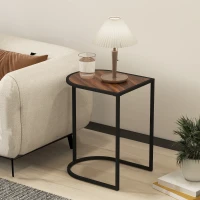HOMCOM Nesting table set, side tables, metal frame, wood-effect tabletop, Brown(m-4)