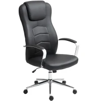 HOMCOM Leather-look office chair, height-adjustable, padded backrest, Black(m-7)
