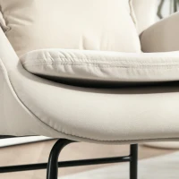 HOMCOM Rocking chair, soft velvet-look cover, with lumbar cushion, up to 120 kg load capacity, 67 x 85 x 112 cm, Cream white(m-4)