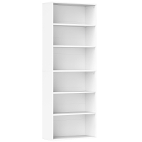 HOMCOM Bookcase, 6 Compartments, Adjustable Shelves, Particleboard, 60 x 24 x 158.5 cm, White