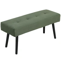 HOMCOM Upholstered Bench with Cord Upholstery, Bed Bench with Metal Legs, Shoe Bench 100 x 36 x 45 cm Green(m-7)
