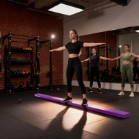 HOMCOM Poutre de gymnastique pliable poutre d'équilibre antidérapante 2,1 m revêtement daim violet(m-9)