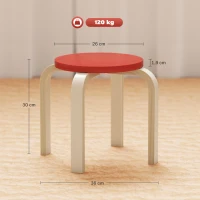 HOMCOM 4 Stackable Stools with Felt Foot Pads, Birch Plywood, Painted, Colorful(m-3)