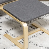 HOMCOM Chair with footstool, armchair set, linen-look, solid wood, Gray + Natural(m-4)