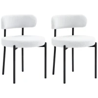 HOMCOM 2-Piece Set Dining Chairs, Fleece Upholstery, Padded Seat Chairs, Metal Legs, Cream White(m-1)