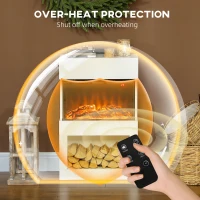 HOMCOM Cheminée électrique, 2 niveaux de chauffage, 6 couleurs de flammes, thermostat, télécommande, Blanc(m-5)