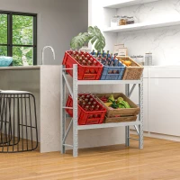 HOMCOM Beverage crate rack, up to 6 crates, height-adjustable, steel frame, 110x30x110 cm, White(m-2)