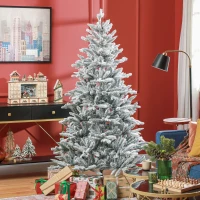 HOMCOM Christmas Tree 180 cm, Snow-Flocked, Flame-Retardant, Metal Base, Shapeable Branches, Green(m-2)