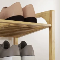 HOMCOM Bamboo Shoe Rack, 15.5 cm Shelf Height, Ventilated Slat Design, 76 x 33 x 67 cm, Natural Wood Effect(m-5)