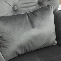 HOMCOM Accent chair with Ottoman, padded, high back, velvet-look, up to 150 kg, Dark grey(m-4)